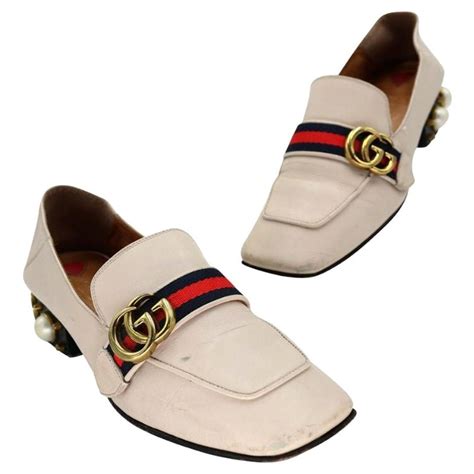 gucci pearl studded loafers|gucci lace up loafers.